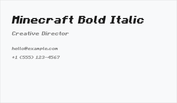 Minecraft Bold Italic Business Card