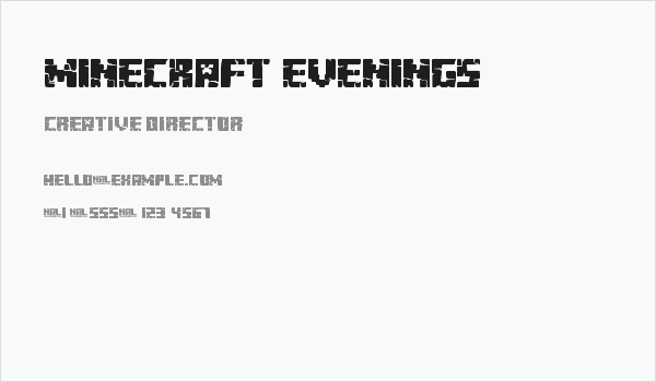 Minecraft Evenings Business Card