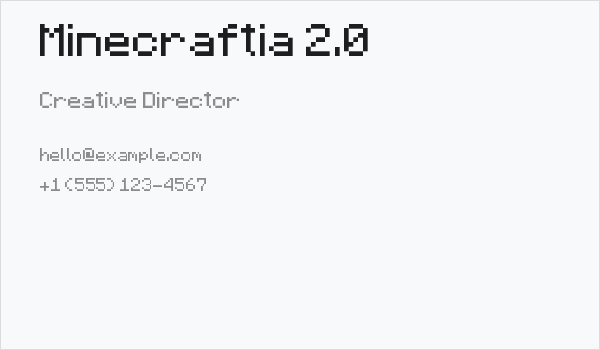 Minecraftia 2.0 Business Card