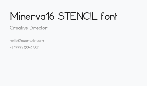 Minerva16 STENCIL font Business Card