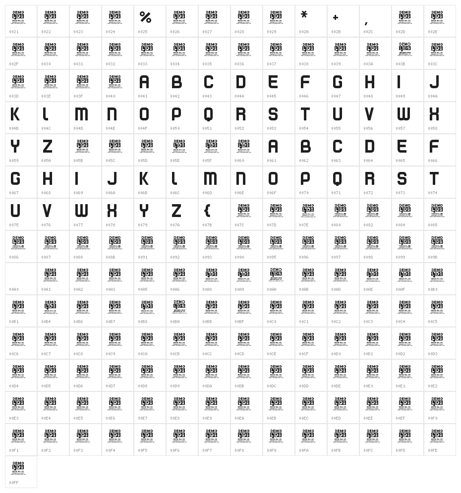 Mini clave DEMO Character Map