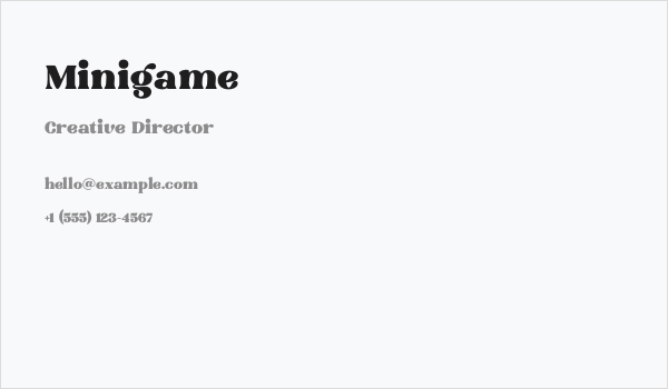 Minigame Business Card