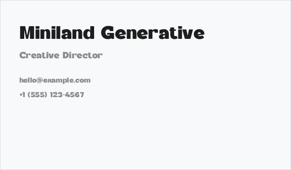 Miniland Generative Business Card