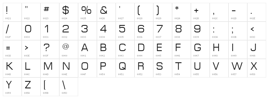 Minima SSi Character Map