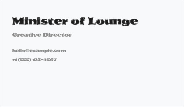 Minister of Lounge Business Card