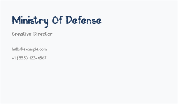 Ministry Of Defense Business Card