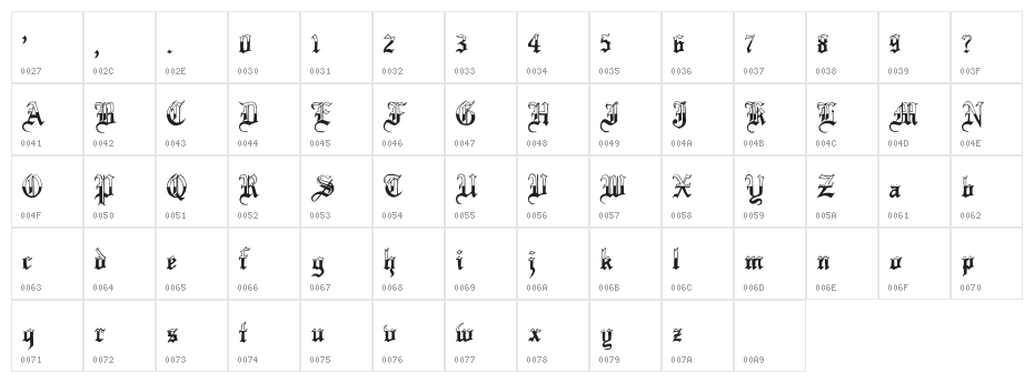 Minnesota Winter Regular Character Map
