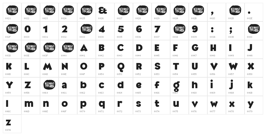 Minnie Regular Character Map