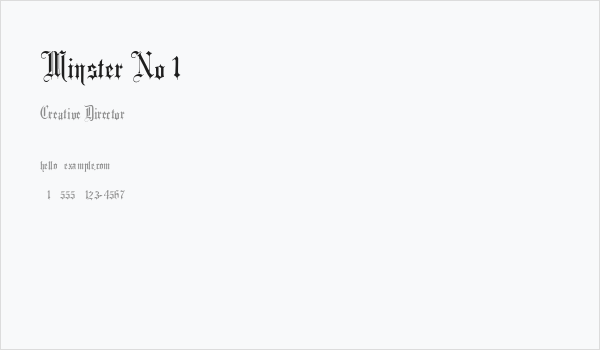 Minster No 1 Business Card