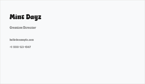 Mint Dayz Business Card