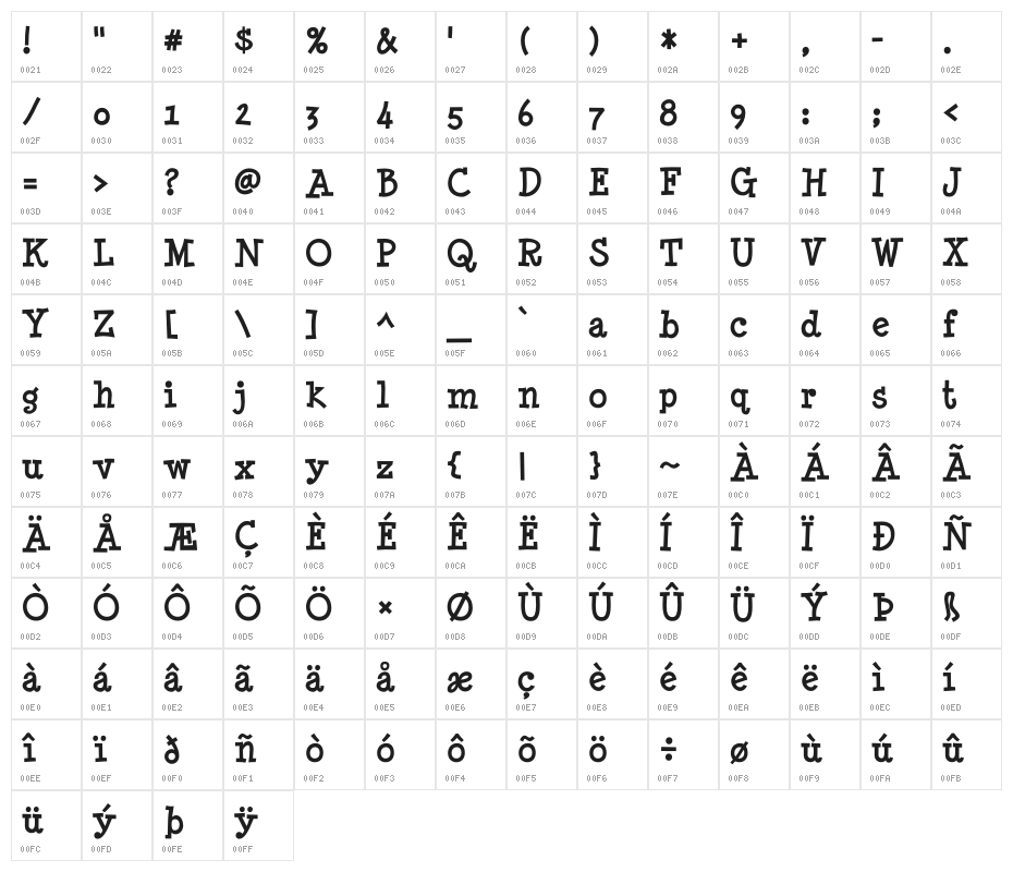 MinyaNouvelle-Bold Character Map
