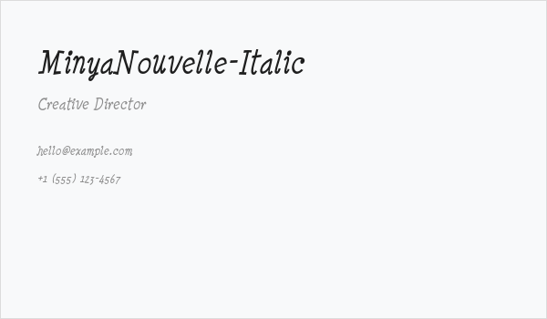 MinyaNouvelle-Italic Business Card
