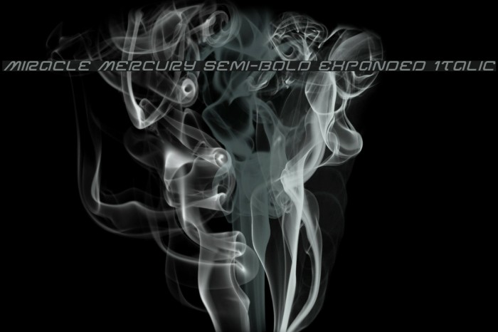 Miracle Mercury Semi-Bold Expanded Italic Example 3
