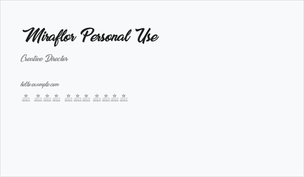 Miraflor Personal Use  Business Card