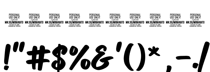 Miraikato Hand PERSONAL USE Bold Font OTHER CHARS