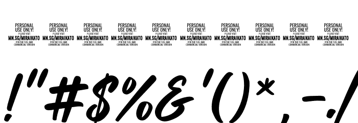 Miraikato Hand PERSONAL USE Italic Font OTHER CHARS