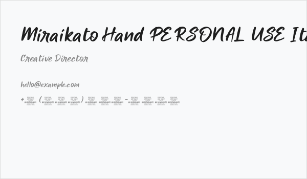 Miraikato Hand PERSONAL USE Italic Business Card