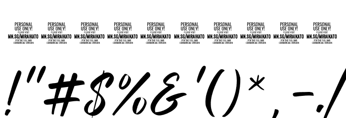 Miraikato Hand PERSONAL USE Thin Italic Font OTHER CHARS