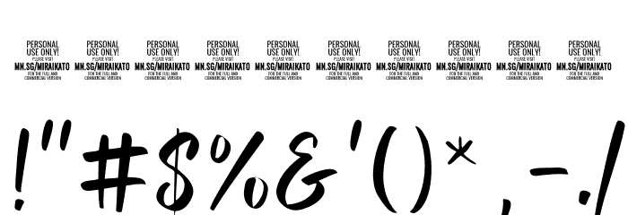 Miraikato Hand PERSONAL USE Thin Font OTHER CHARS