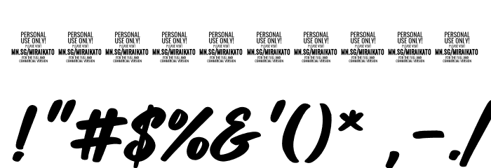 Miraikato Script PERSONAL USE Bold Italic Font OTHER CHARS