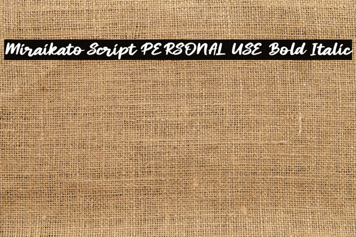 Miraikato Script PERSONAL USE Bold Italic Example 2