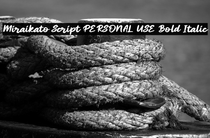 Miraikato Script PERSONAL USE Bold Italic Example 3