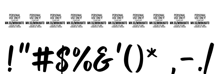 Miraikato Script PERSONAL USE Regular Font OTHER CHARS