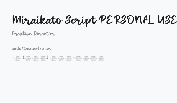 Miraikato Script PERSONAL USE Regular Business Card