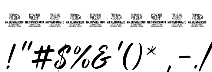 Miraikato Script PERSONAL USE Thin Italic Font OTHER CHARS