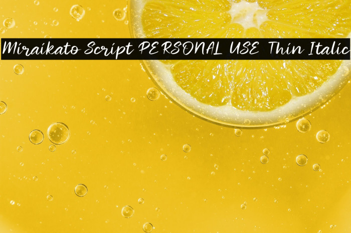 Miraikato Script PERSONAL USE Thin Italic Example 1
