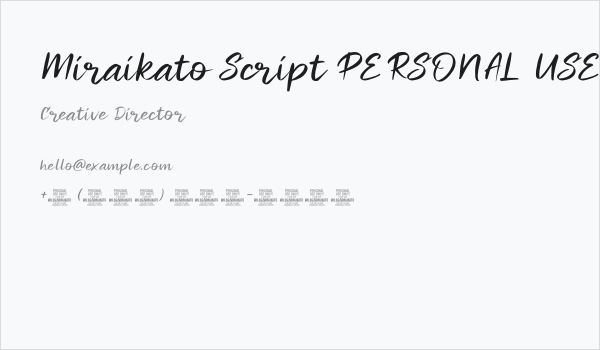 Miraikato Script PERSONAL USE Thin Italic Business Card