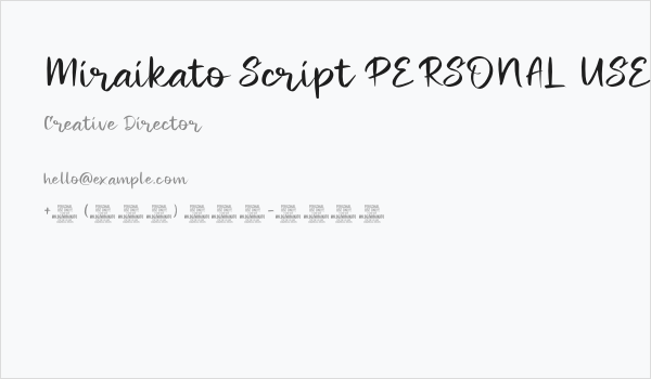 Miraikato Script PERSONAL USE Thin Business Card
