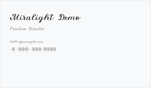 Miralight Demo Business Card