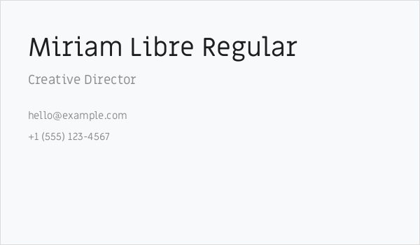 Miriam Libre Regular Business Card
