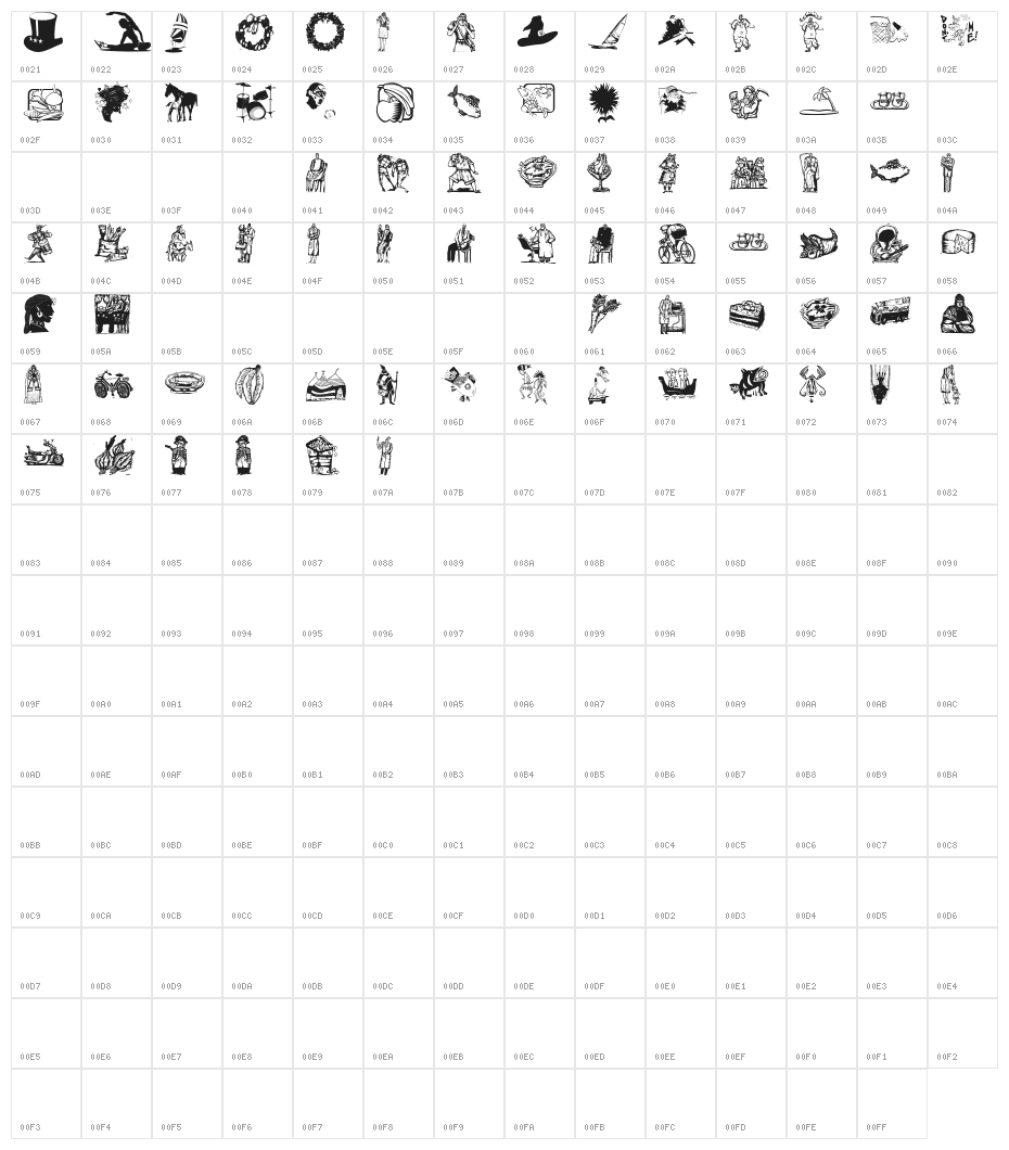 MiscellenDecO4 Character Map
