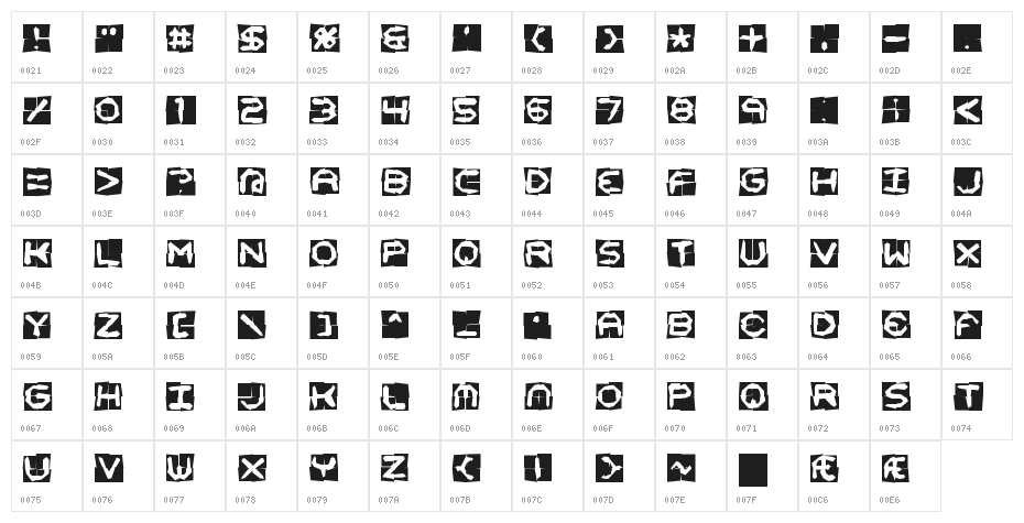 Mishmash 4x4o BRK Character Map