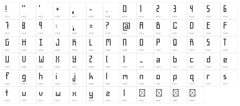 Mishu Regular Character Map
