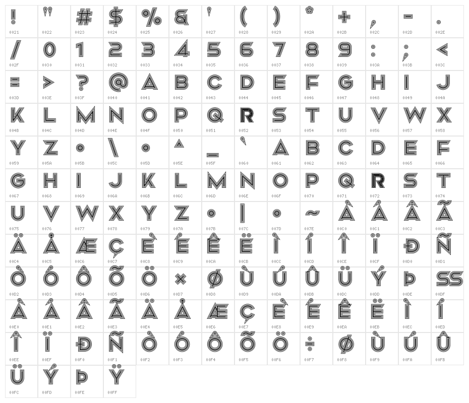 Mismo Complete Character Map