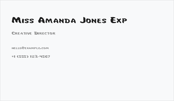 Miss Amanda Jones Exp Business Card