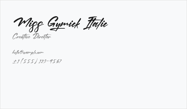 Miss Gymick Italic Business Card
