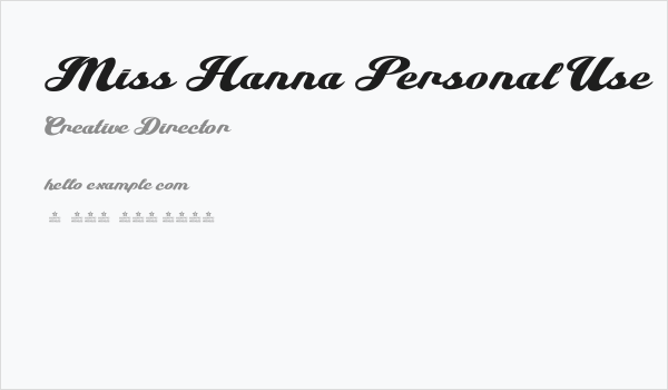 Miss Hanna Personal Use Business Card