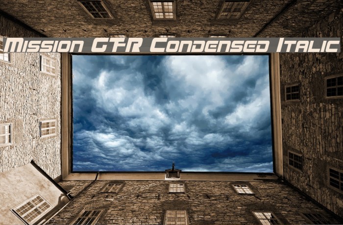 Mission GT-R Condensed Italic Font examples
