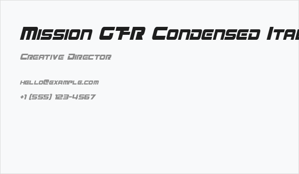 Mission GT-R Condensed Italic Business Card