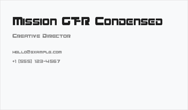Mission GT-R Condensed Business Card