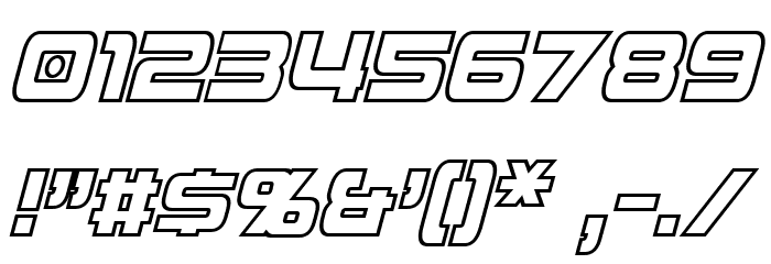 Mission GT-R Hollow Condensed Italic Font OTHER CHARS
