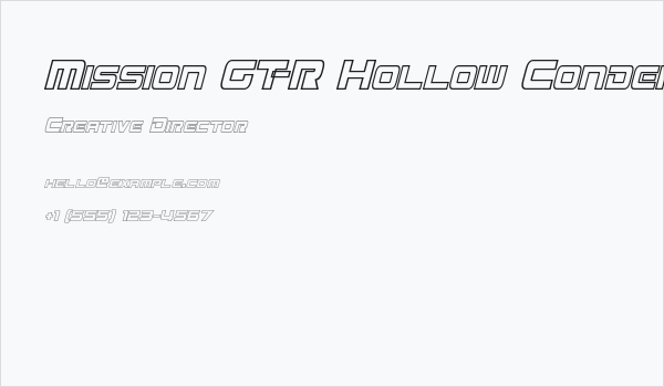 Mission GT-R Hollow Condensed Italic Business Card