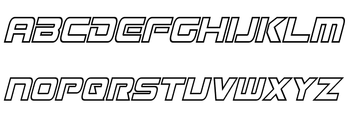 Mission GT-R Hollow Condensed Italic Font LOWERCASE
