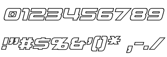 Mission GT-R Hollow Italic Font OTHER CHARS