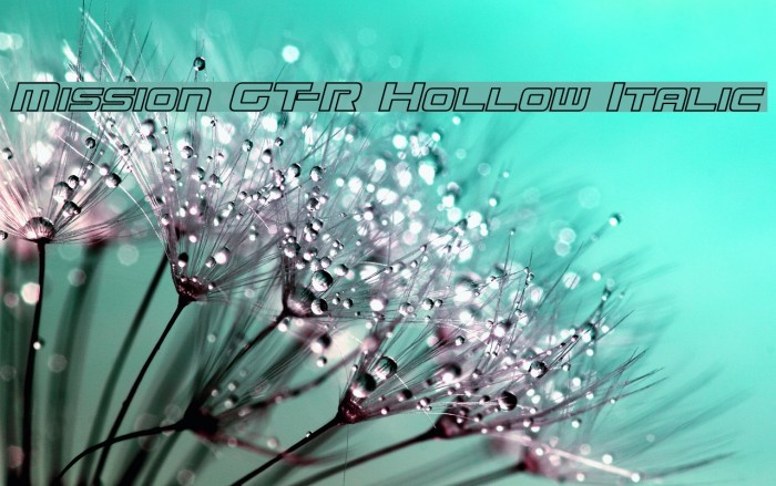 Mission GT-R Hollow Italic Font examples