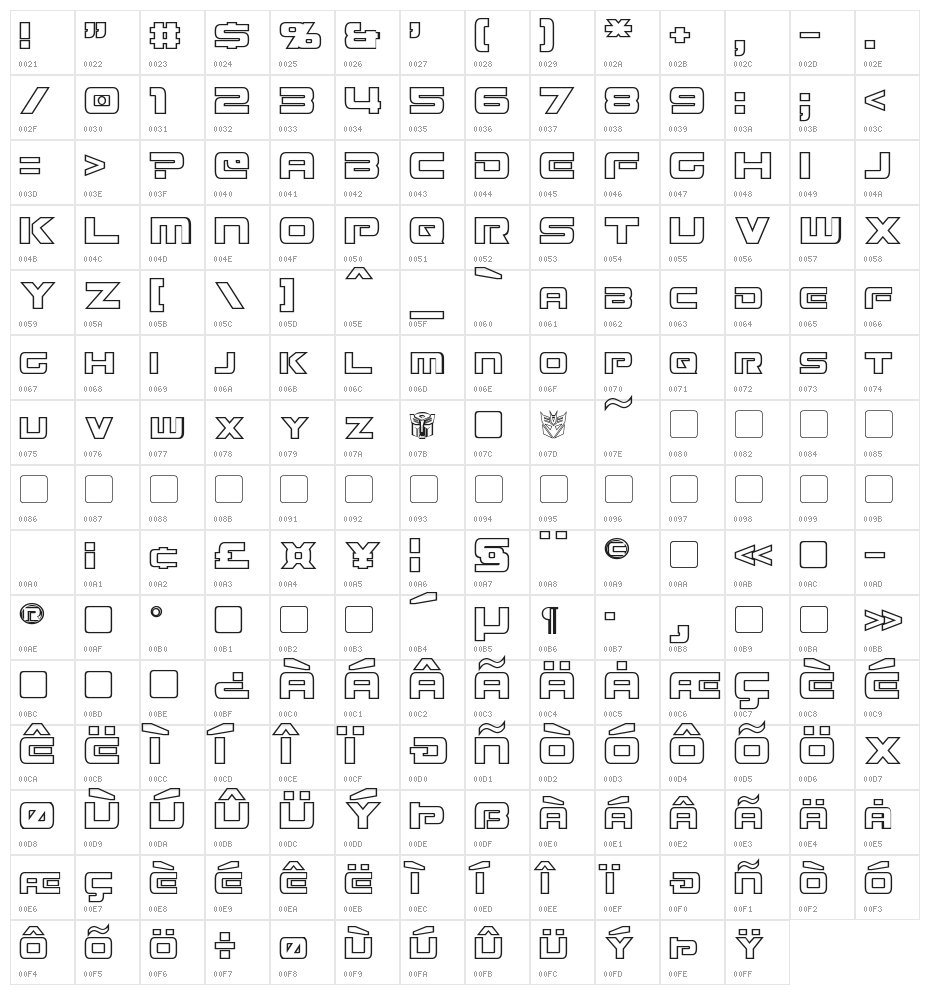 Mission GT-R Hollow Character Map